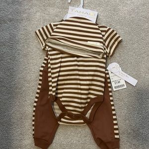 Brown and cream 3 piece set, unisex